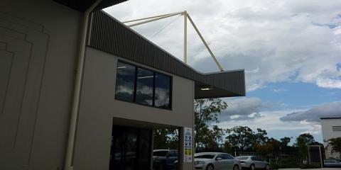 Cantilevered roof at the front of this state of the art industrial building in Carole Park Ipswich