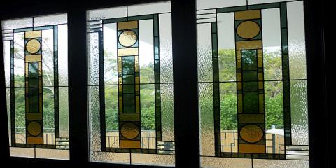 Art Deco style lead light windows in Hamilton Brisbane by building designer Design 2B